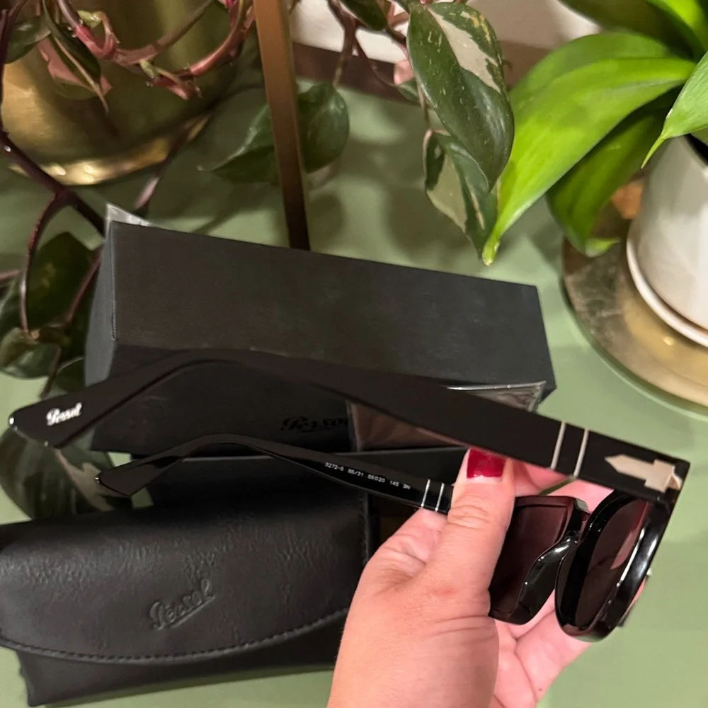 Persol Black Leather Case with Embossed Logo